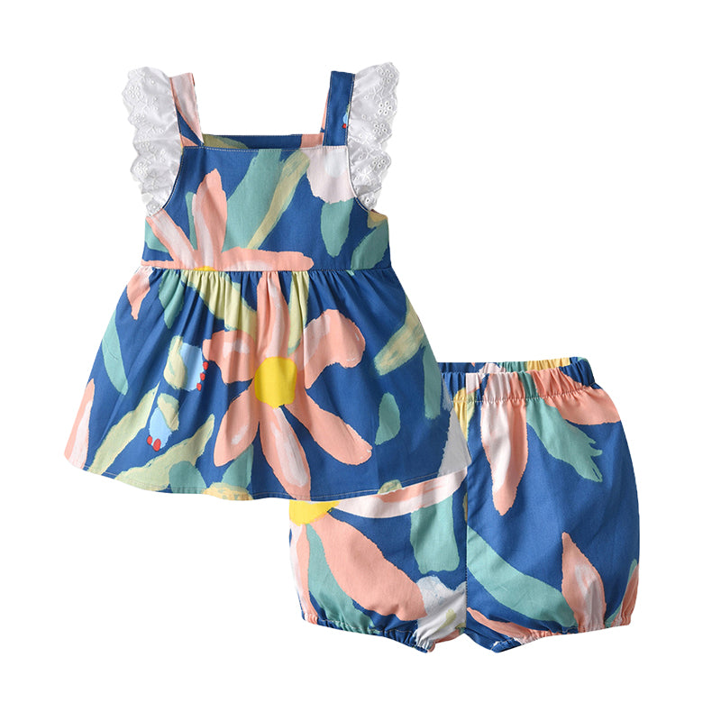 2 Pieces Set Baby Kid Girls Graphic Print Dresses And Shorts Wholesale 220526347