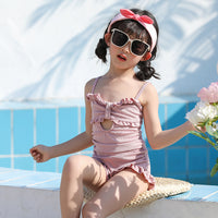Load image into Gallery viewer, Kid Girls Solid Color Beach Swimwears Wholesale 220526362
