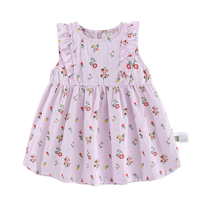 Baby Kid Girls Flower Print Dresses Wholesale 220526374