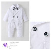 Load image into Gallery viewer, 2 Pieces Set Baby Kid Boys Dressy Solid Color Bow Blazers And Jumpsuits Suits Wholesale 220526380
