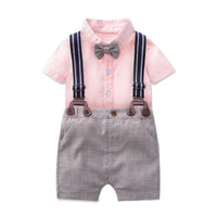 Load image into Gallery viewer, 2 Pieces Set Baby Boys Solid Color Bow Rompers And Shorts Wholesale 220526387
