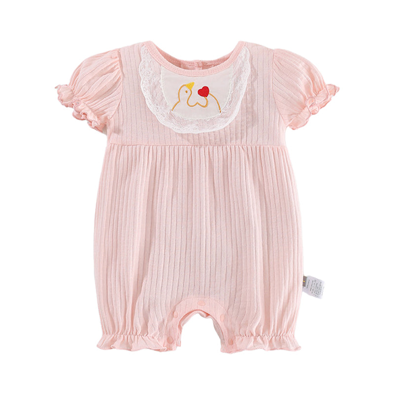Baby Girls Love heart Cartoon Embroidered Rompers Wholesale 220526397