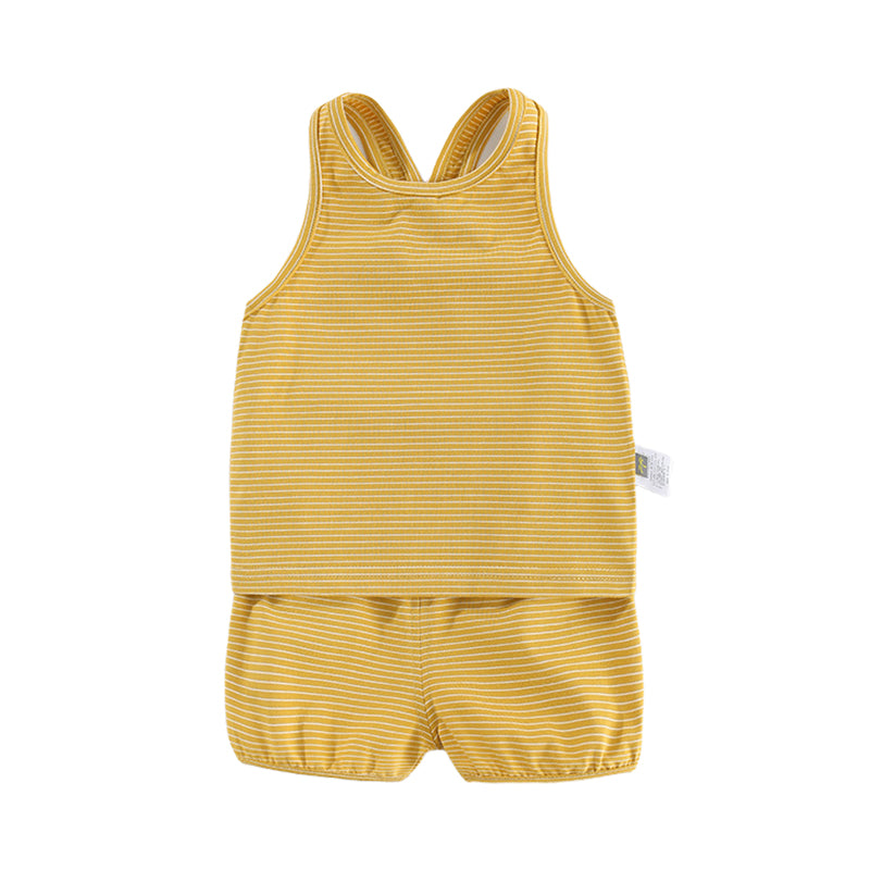 2 Pieces Set Baby Kid Unisex Striped Tank Tops And Shorts Wholesale 220526416