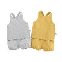 Load image into Gallery viewer, 2 Pieces Set Baby Kid Unisex Striped Tank Tops And Shorts Wholesale 220526416

