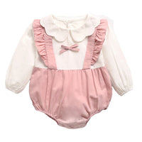 Load image into Gallery viewer, Baby Girls Color-blocking Bow Rompers Wholesale 22052652
