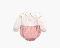 Load image into Gallery viewer, Baby Girls Color-blocking Bow Rompers Wholesale 22052652
