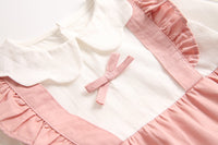 Load image into Gallery viewer, Baby Girls Color-blocking Bow Rompers Wholesale 22052652

