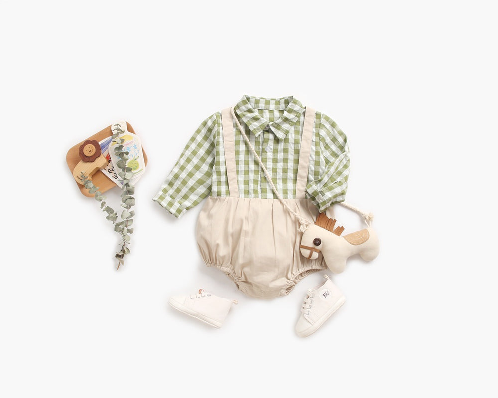 Baby Boys Checked Rompers Wholesale 22052655