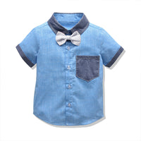 Load image into Gallery viewer, 2 Pieces Set Baby Kid Boys Bow Shirts And Solid Color Rompers Wholesale 22052663

