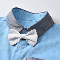 Load image into Gallery viewer, 2 Pieces Set Baby Kid Boys Bow Shirts And Solid Color Rompers Wholesale 22052663
