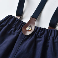 Load image into Gallery viewer, 2 Pieces Set Baby Kid Boys Checked Bow Shirts And Solid Color Jumpsuits Wholesale 22052666
