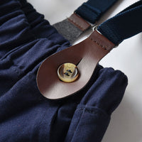 Load image into Gallery viewer, 2 Pieces Set Baby Kid Boys Checked Bow Shirts And Solid Color Jumpsuits Wholesale 22052666
