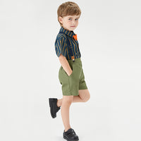 Load image into Gallery viewer, 2 Pieces Set Baby Kid Boys Dressy Striped Shirts Suits And Solid Color Shorts Wholesale 22052670
