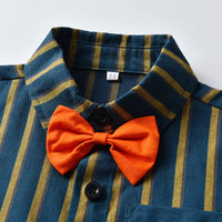 Load image into Gallery viewer, 2 Pieces Set Baby Kid Boys Dressy Striped Shirts Suits And Solid Color Shorts Wholesale 22052670
