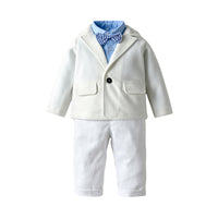 Load image into Gallery viewer, 3 Pieces Set Baby Kid Boys Dressy Solid Color Blazers Suits And Bow Shirts And Pants Wholesale 22052674
