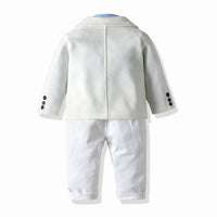 Load image into Gallery viewer, 3 Pieces Set Baby Kid Boys Dressy Solid Color Blazers Suits And Bow Shirts And Pants Wholesale 22052674
