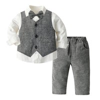 Load image into Gallery viewer, 3 Pieces Set Baby Kid Boys Dressy Birthday Party Solid Color Bow Shirts And Vests Waistcoats And Pants Wholesale 22052687
