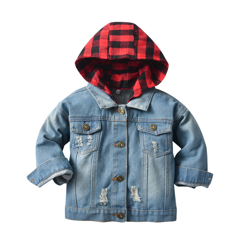 Baby Kid Boys Checked Ripped Jackets Outwears Wholesale 22052693