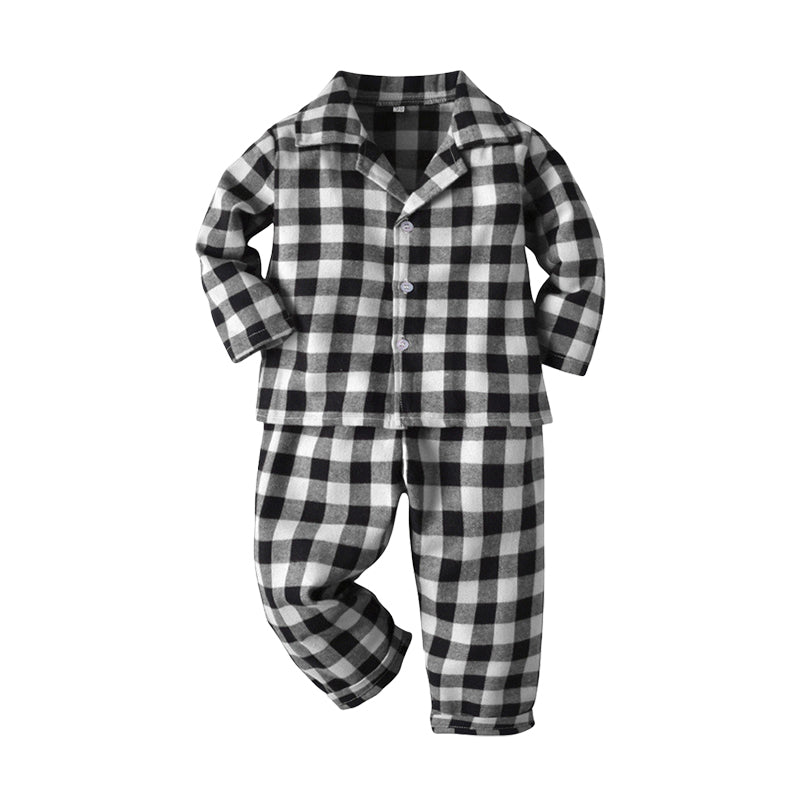 2 Pieces Set Baby Kid Boys Checked Shirts And Pants Sleepwears Wholesale 22052694