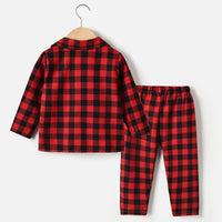 Load image into Gallery viewer, 2 Pieces Set Baby Kid Unisex Checked Shirts And Pants Sleepwears Wholesale 22052696
