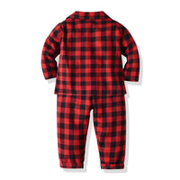 Load image into Gallery viewer, 2 Pieces Set Baby Kid Unisex Checked Shirts And Pants Sleepwears Wholesale 22052696
