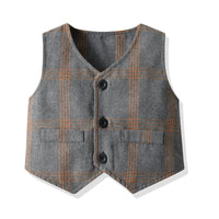 Load image into Gallery viewer, 3 Pieces Set Baby Kid Boys Dressy Solid Color Shirts Checked Vests Waistcoats And Pants Wholesale 22052697
