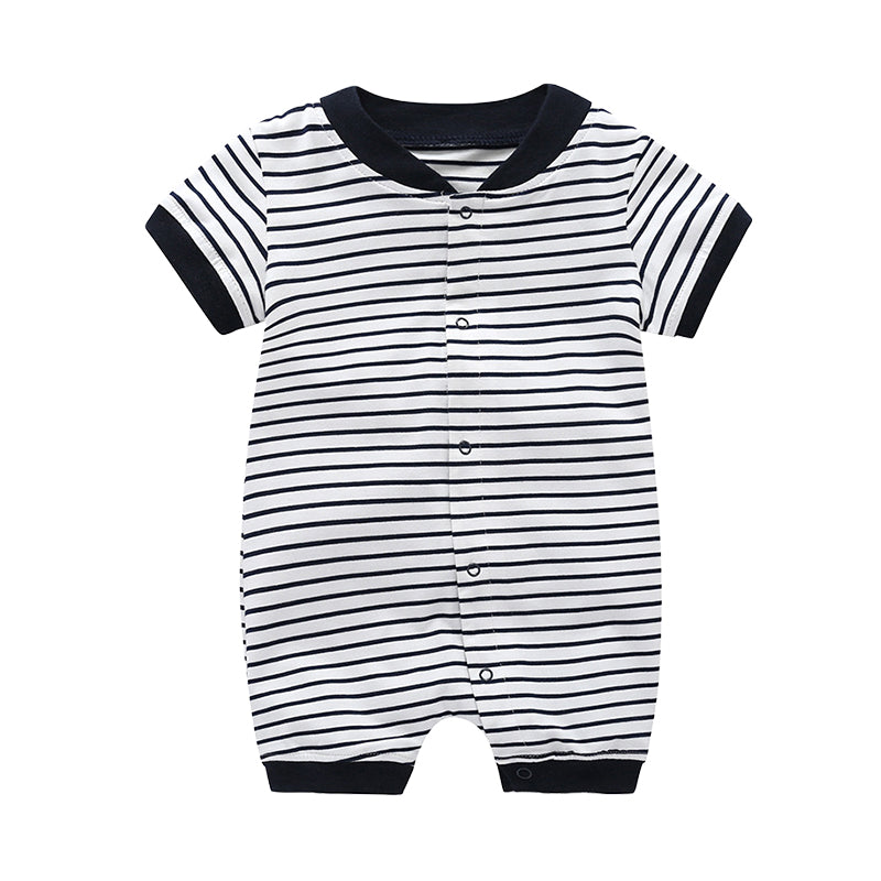 Baby Unisex Striped Print Rompers Wholesale 22053002