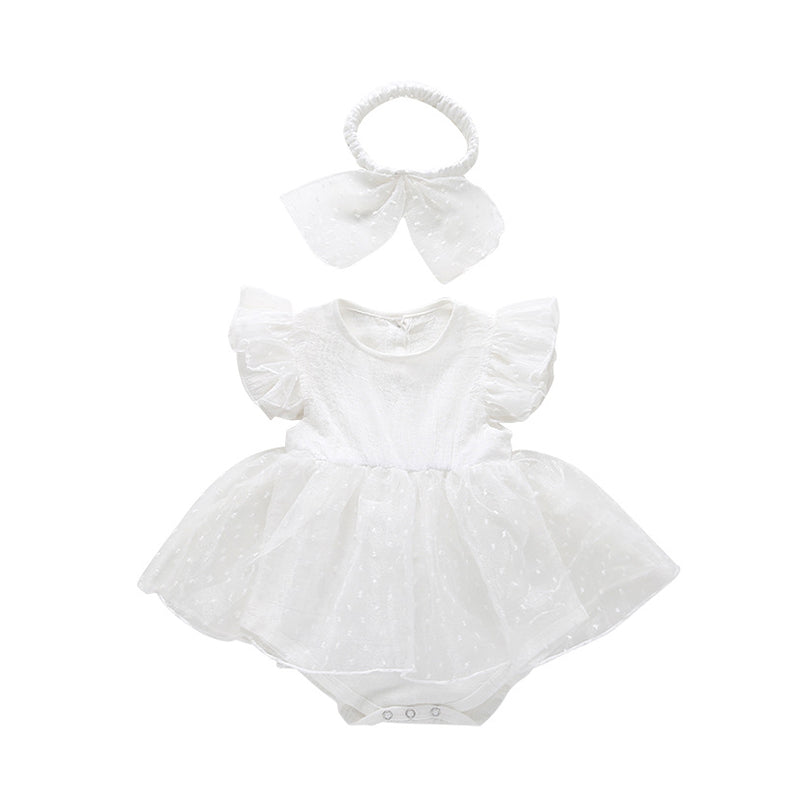 Baby Girls Solid Color Rompers Wholesale 22053012
