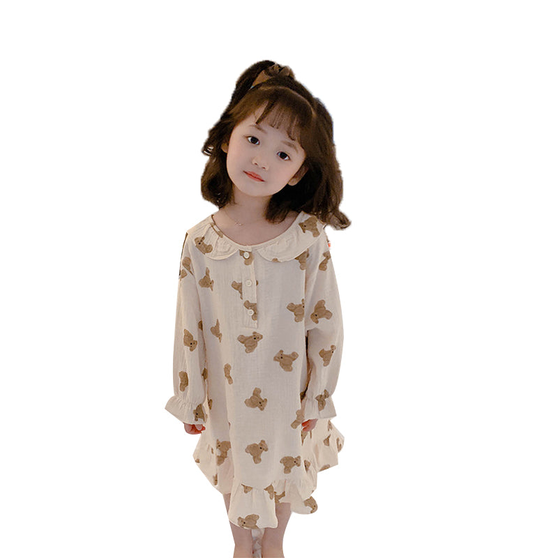 Baby Kid Girls Cartoon Print Sleepwears Dresses Wholesale 220530132