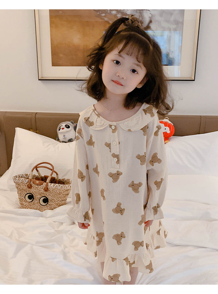 Baby Kid Girls Cartoon Print Sleepwears Dresses Wholesale 220530132