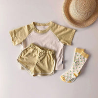 Load image into Gallery viewer, 2 Pieces Set Baby Kid Unisex Color-blocking T-Shirts And Shorts Wholesale 220530144
