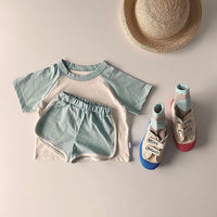 Load image into Gallery viewer, 2 Pieces Set Baby Kid Unisex Color-blocking T-Shirts And Shorts Wholesale 220530144
