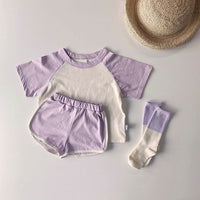 Load image into Gallery viewer, 2 Pieces Set Baby Kid Unisex Color-blocking T-Shirts And Shorts Wholesale 220530144

