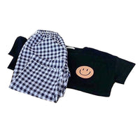 Load image into Gallery viewer, 2 Pieces Set Baby Kid Girls Expression T-Shirts And Checked Pants Wholesale 220530147
