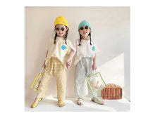 Load image into Gallery viewer, 2 Pieces Set Baby Kid Girls Expression T-Shirts And Checked Pants Wholesale 220530147
