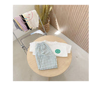 Load image into Gallery viewer, 2 Pieces Set Baby Kid Girls Expression T-Shirts And Checked Pants Wholesale 220530147
