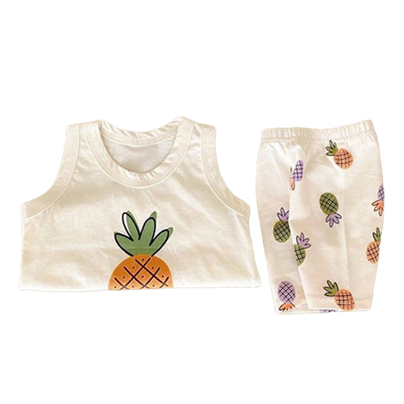 2 Pieces Set Baby Kid Unisex Fruit Print Tank Tops And Shorts Wholesale 220530158