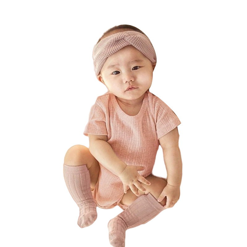 Baby Unisex Solid Color Muslin&Ribbed Rompers Wholesale 220530167