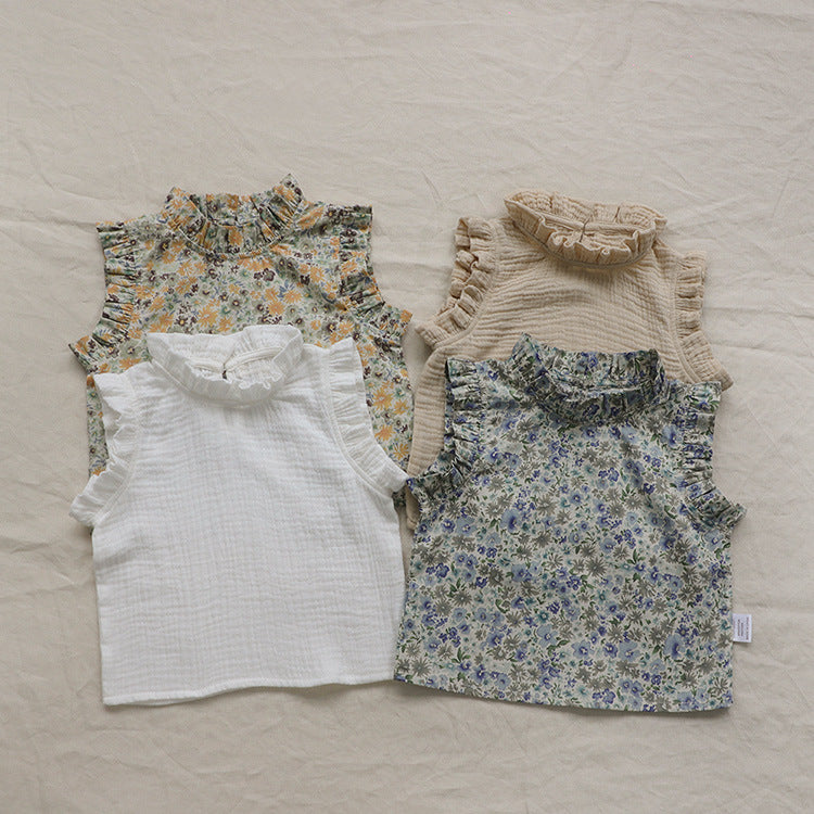 Baby Kid Girls Flower Print Tank Tops Wholesale 220530190