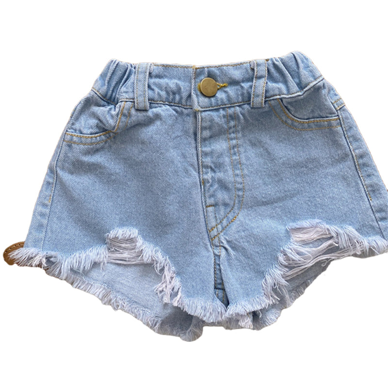 Baby Kid Girls Solid Color Ripped Shorts Wholesale 220530212