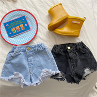 Load image into Gallery viewer, Baby Kid Girls Solid Color Ripped Shorts Wholesale 220530212
