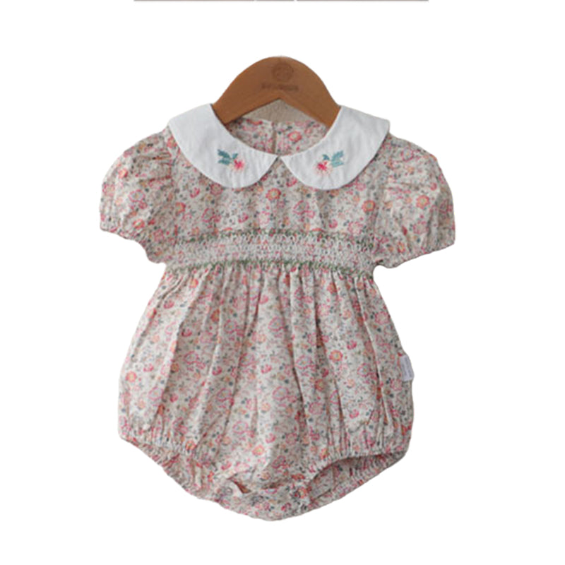 Baby Girls Flower Embroidered Print Rompers Wholesale 220530233