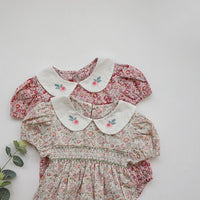 Load image into Gallery viewer, Baby Girls Flower Embroidered Print Rompers Wholesale 220530233
