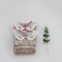 Load image into Gallery viewer, Baby Girls Flower Embroidered Print Rompers Wholesale 220530233

