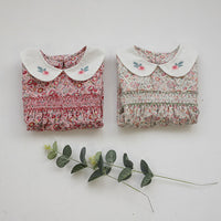 Load image into Gallery viewer, Baby Girls Flower Embroidered Print Rompers Wholesale 220530233
