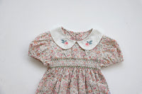 Load image into Gallery viewer, Baby Girls Flower Embroidered Print Rompers Wholesale 220530233
