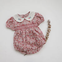 Load image into Gallery viewer, Baby Girls Flower Embroidered Print Rompers Wholesale 220530233
