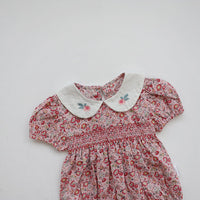Load image into Gallery viewer, Baby Girls Flower Embroidered Print Rompers Wholesale 220530233
