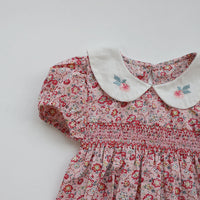 Load image into Gallery viewer, Baby Girls Flower Embroidered Print Rompers Wholesale 220530233
