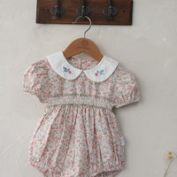 Load image into Gallery viewer, Baby Girls Flower Embroidered Print Rompers Wholesale 220530233
